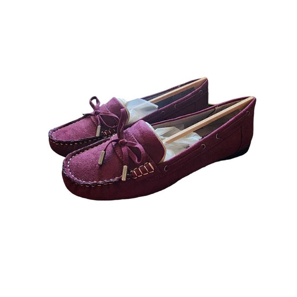 Lifestride Womens Driving Moccasins Plum Slip On Memory Foam Round Toe 6 M New